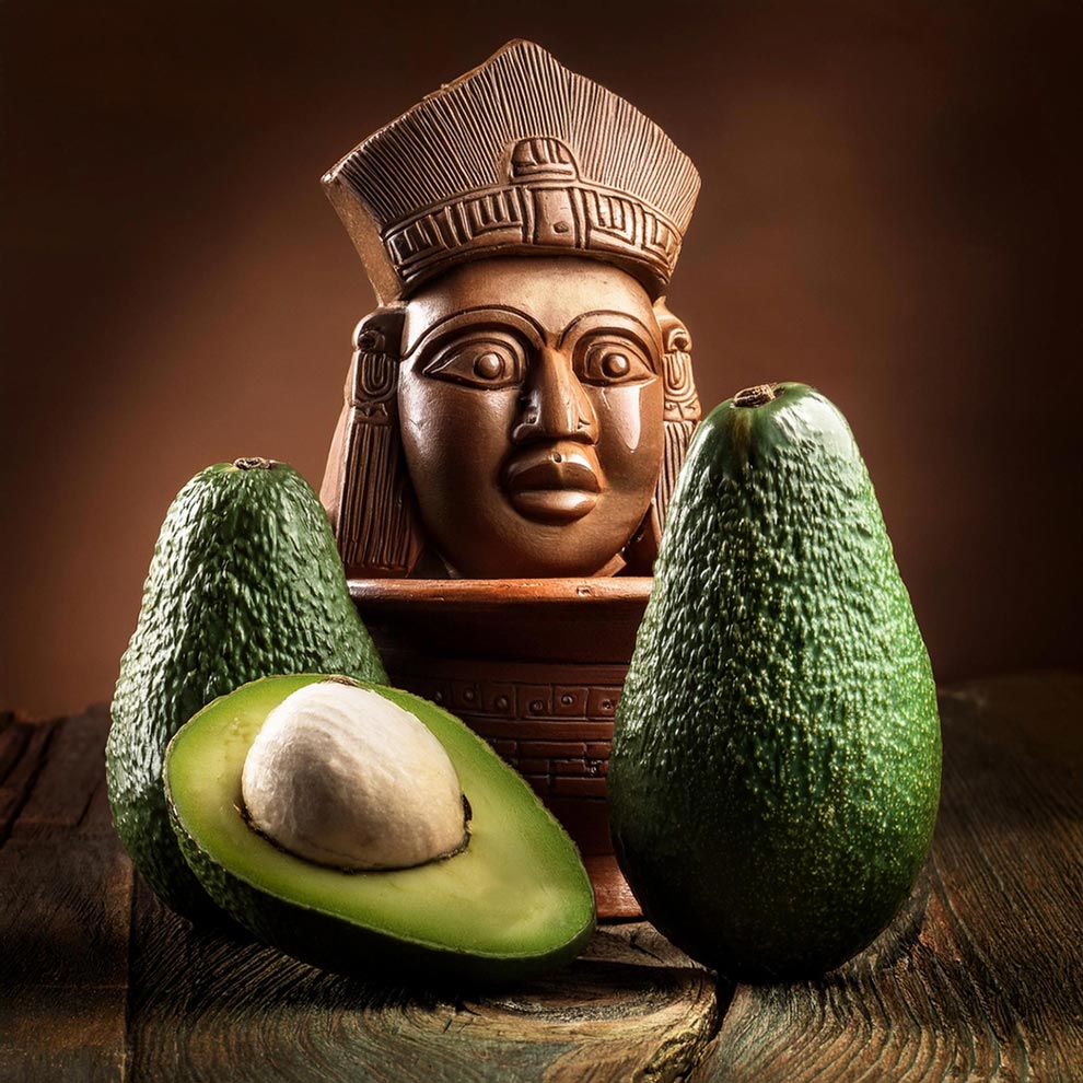 aztecface-avocado aztec figure with avocado